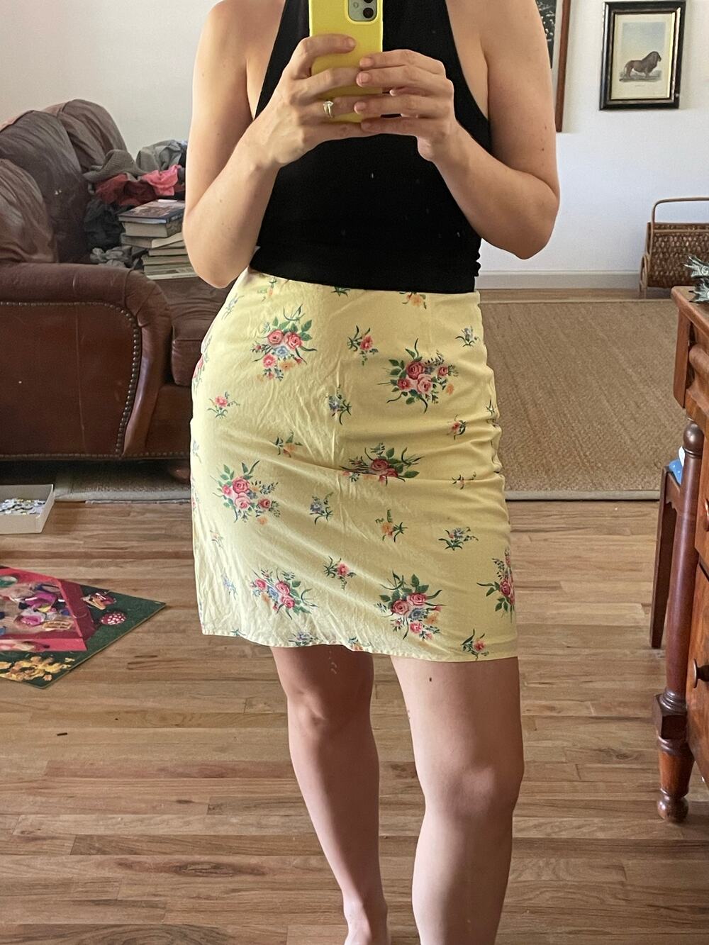 Ralph Lauren Vintage Cotton Yellow Floral Skirt